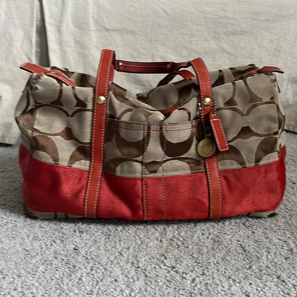 Coach signature orange satchel bag